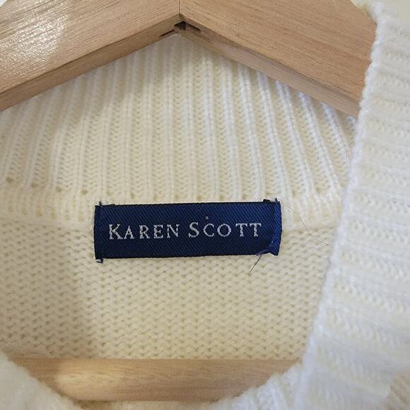 Vintage Floral Embroidered Knit Cowl Turtle Neck Pullover Long Sleeve Sweater - Picture 6 of 8